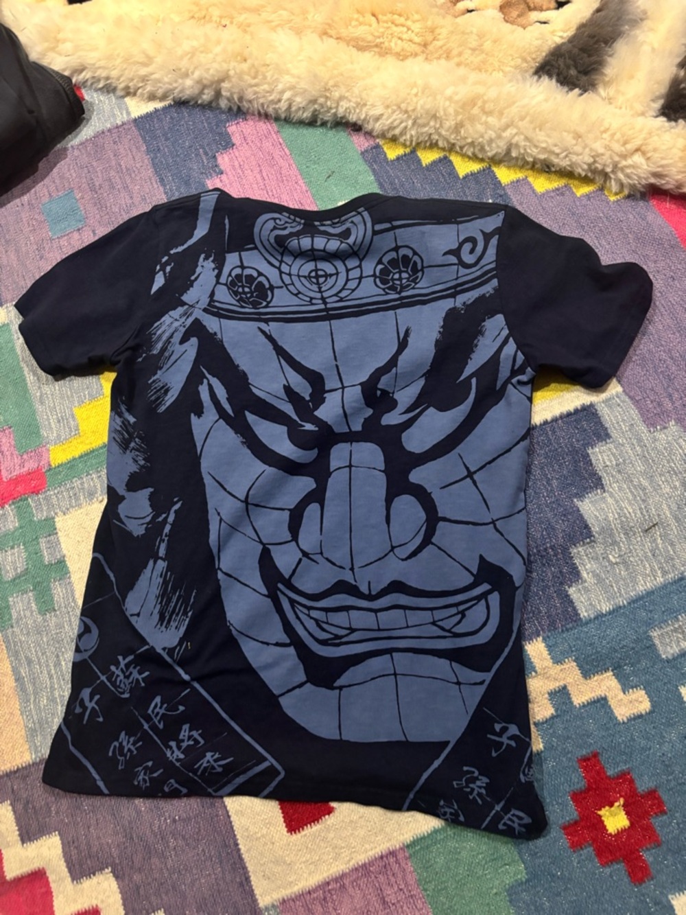 Navy Graphic T-Shirt with Large Mask Print